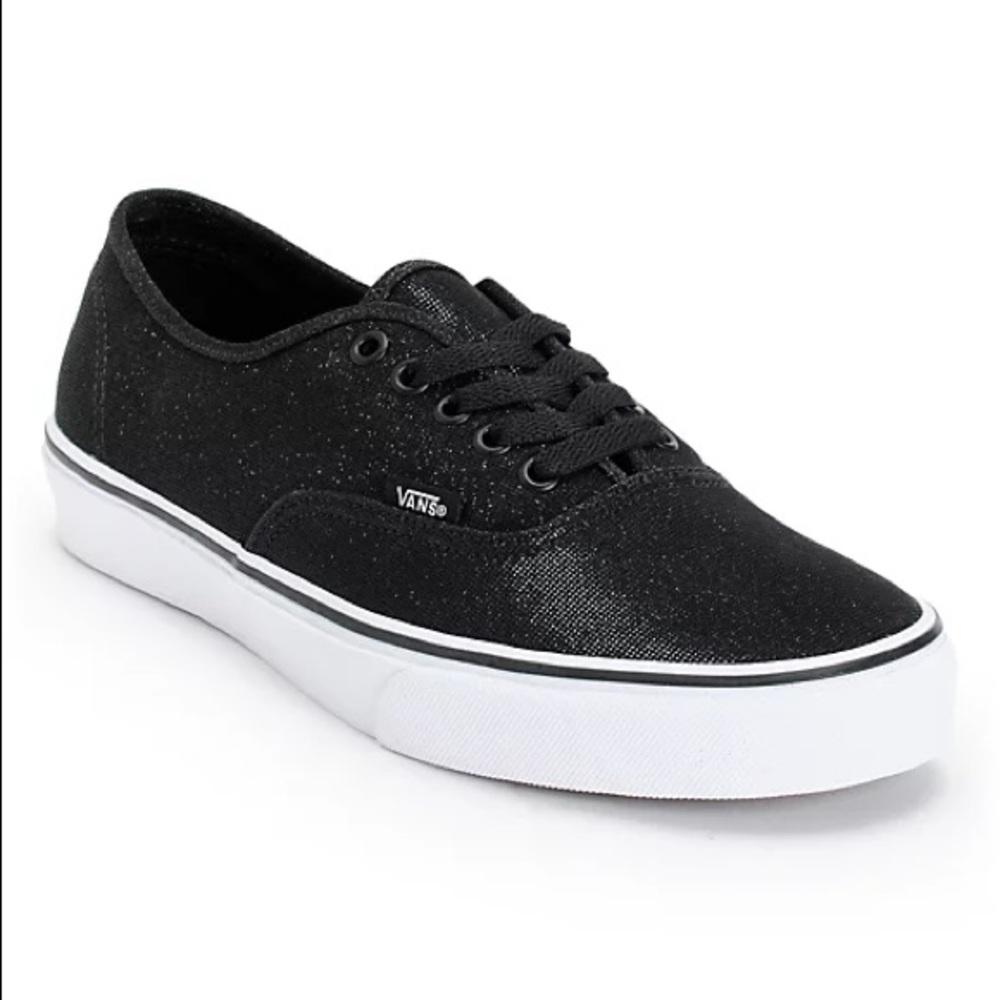 LIKE NEW Black shimmer vans authentic women’s size 10/ men’s 8.5.